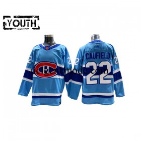 Kinder Montreal Canadiens Eishockey Trikot Cole Caufield 22 Adidas 2022-2023 Reverse Retro Blau Authentic